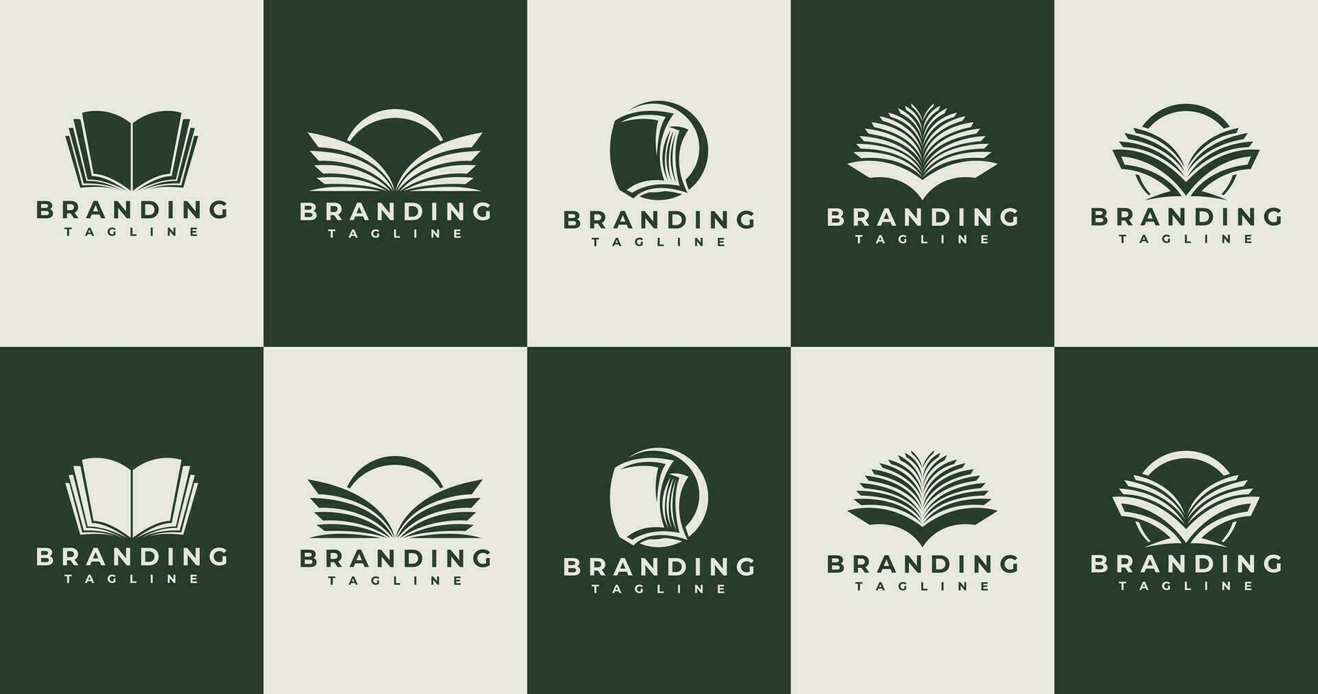 impostato di moderno astratto formazione scolastica libro logo design. linea libro apprendimento logo impostare. vettore