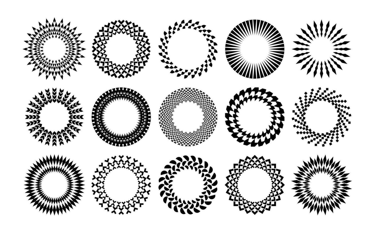moderno astratto sole cerchio confine logo impostare. minimalista di base forma cerchio telaio. vettore