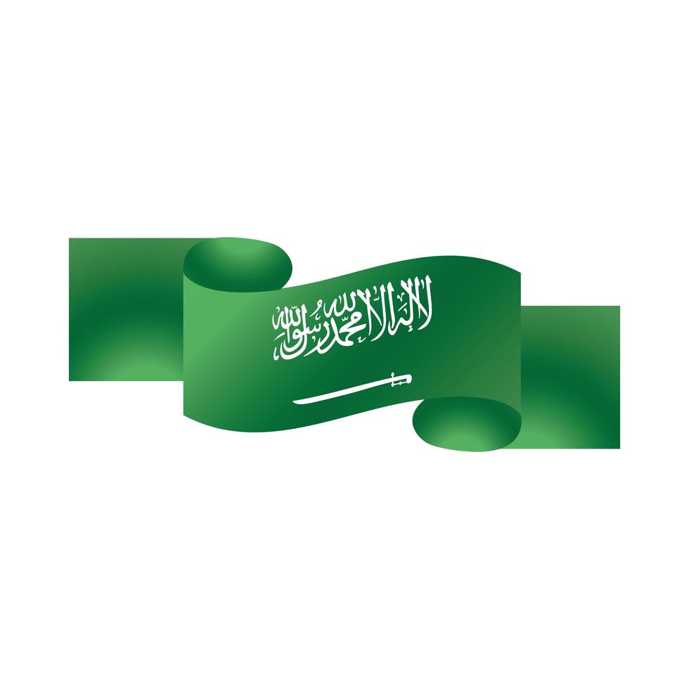 festa nazionale dell'Arabia Saudita sventolando nastro verde decorazione icona stile sfumato vettore