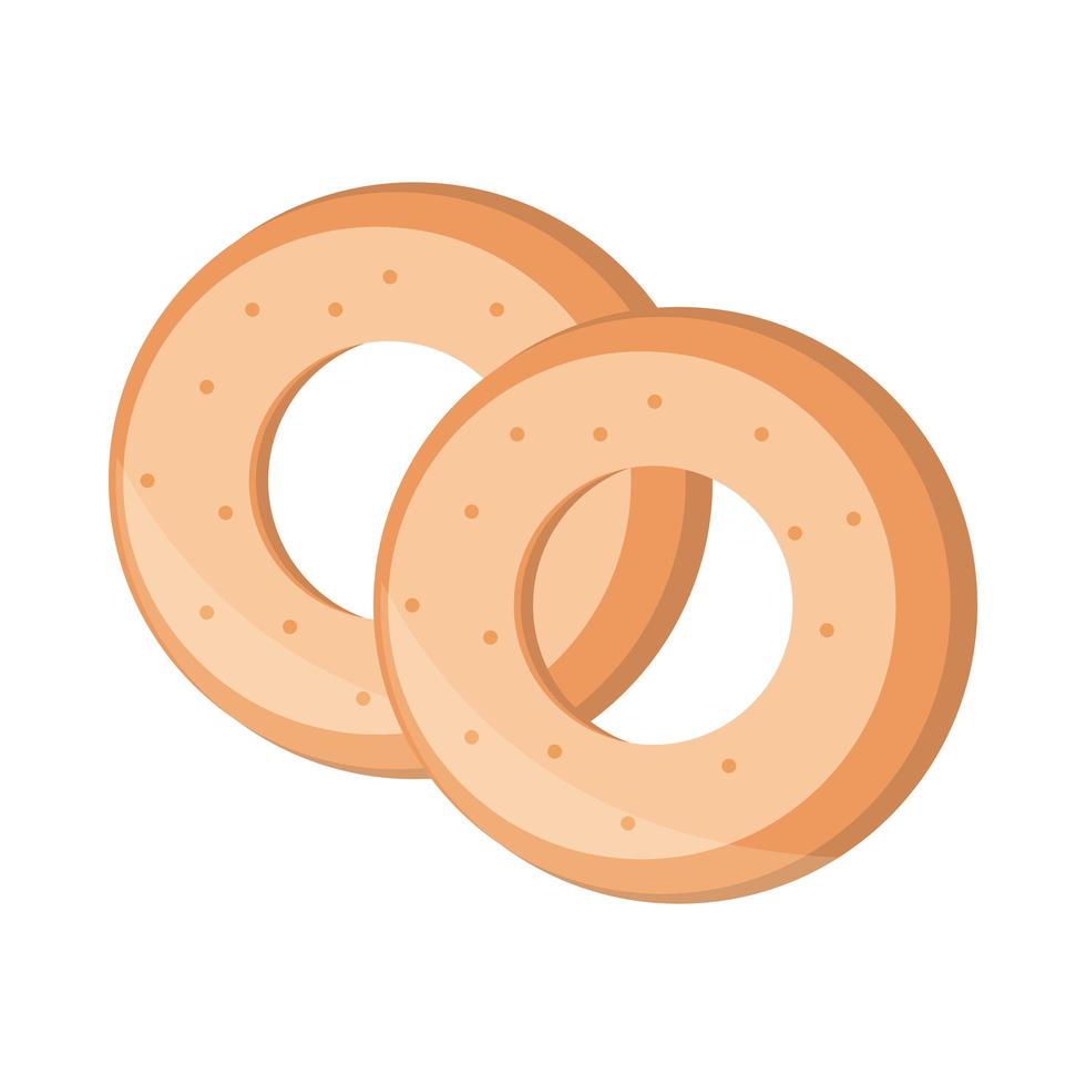 anelli di pane menu prodotti alimentari da forno icona di stile piatto vettore