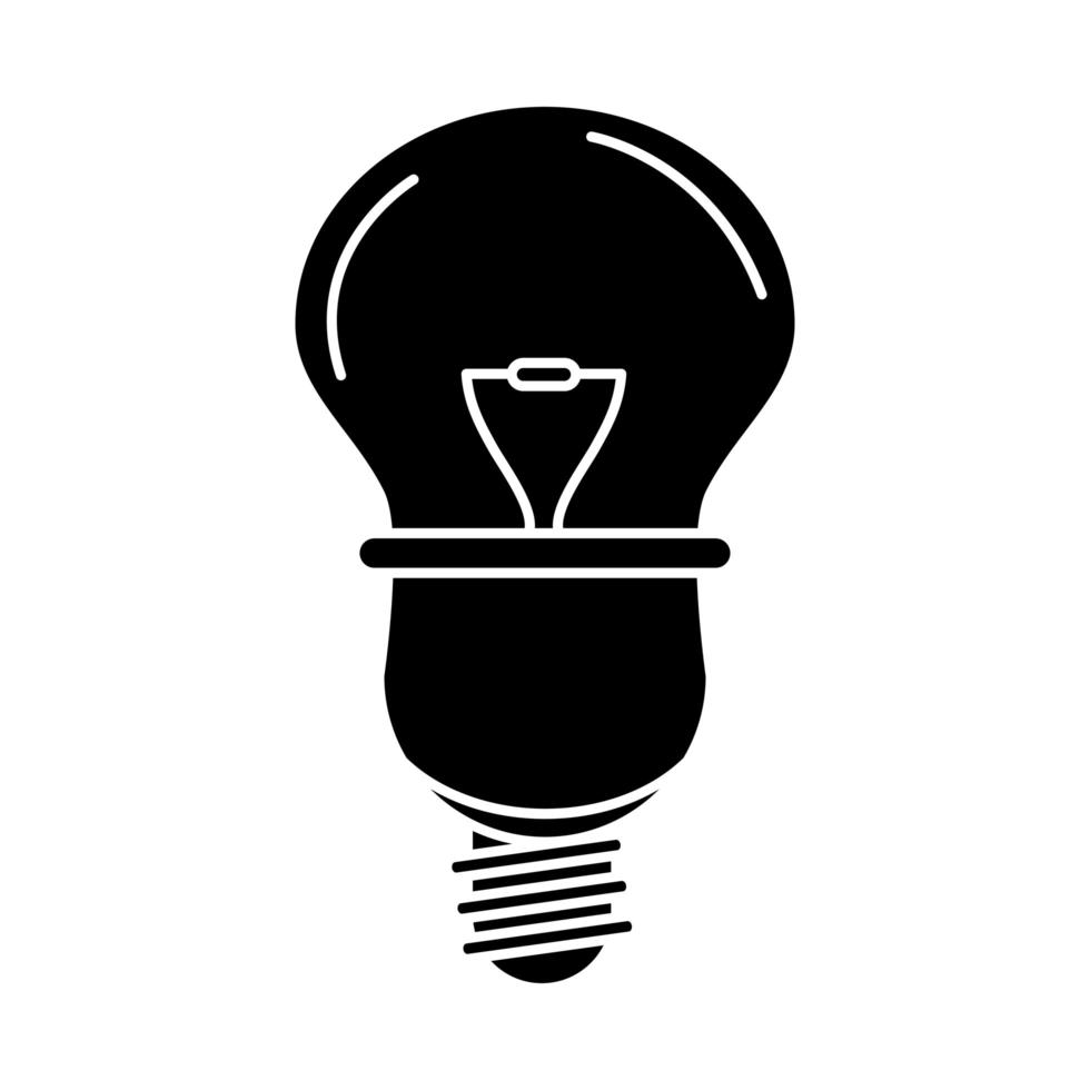 lampadina elettrica lampada rotonda eco idea metafora isolato icona silhouette style vettore