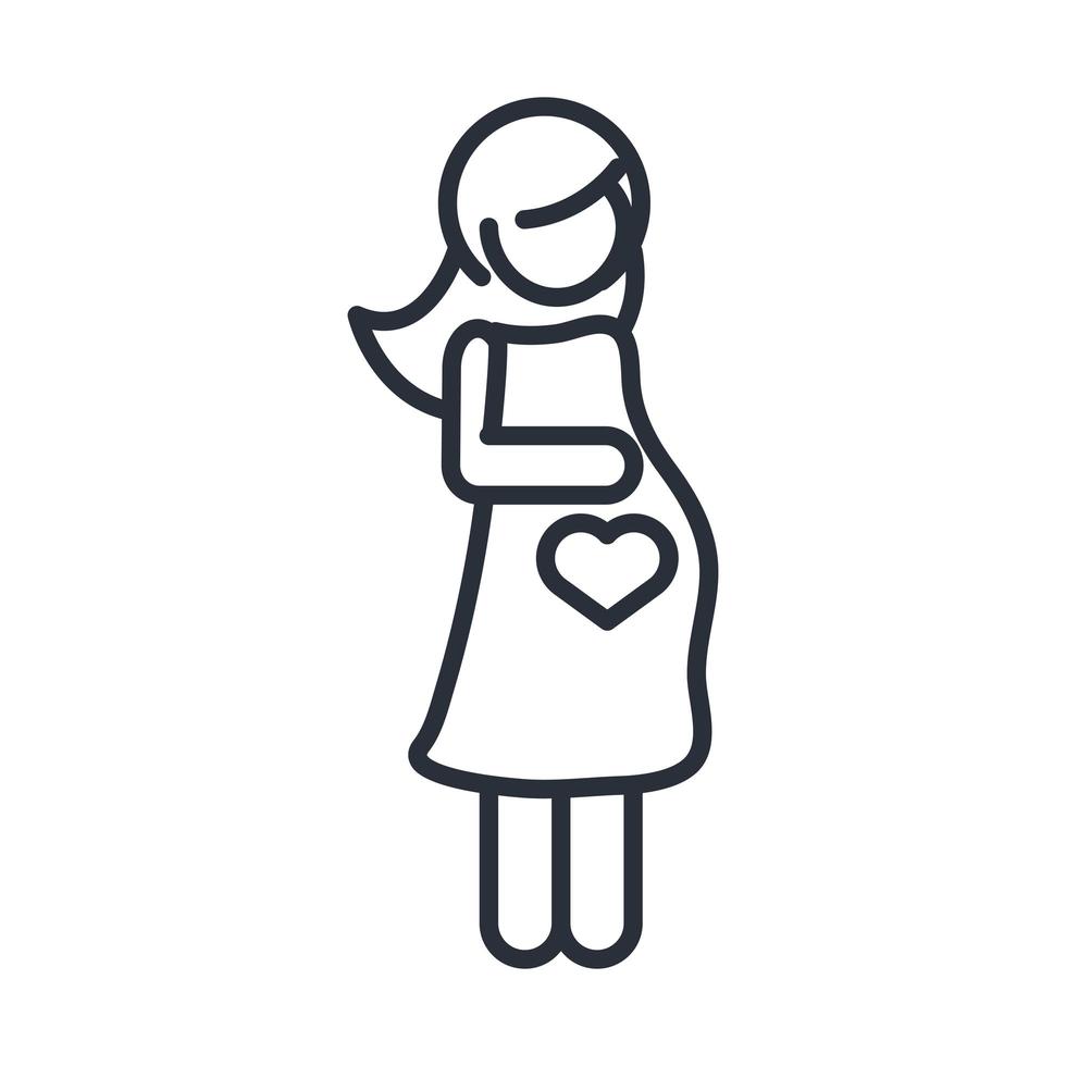 icona del giorno della famiglia del personaggio della madre della donna incinta in stile contorno vettore