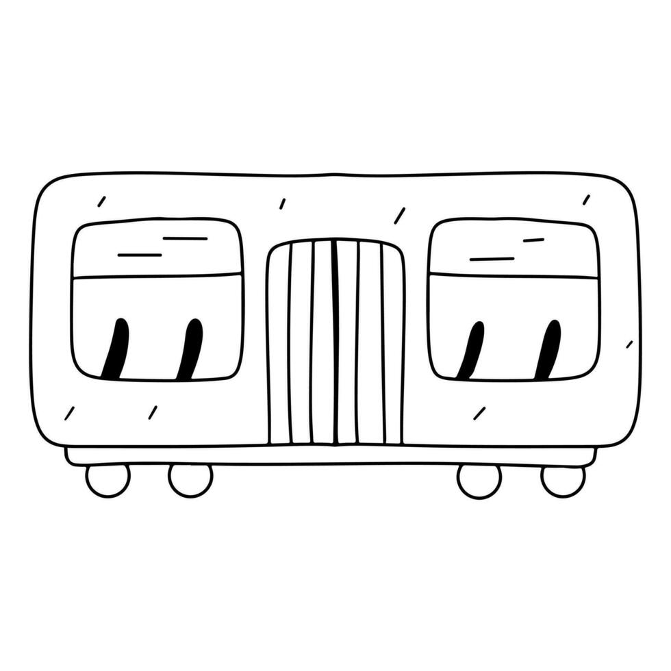 treno carro nel mano disegnato scarabocchio stile. vettore illustrazione isolato su bianca. colorazione pagina.