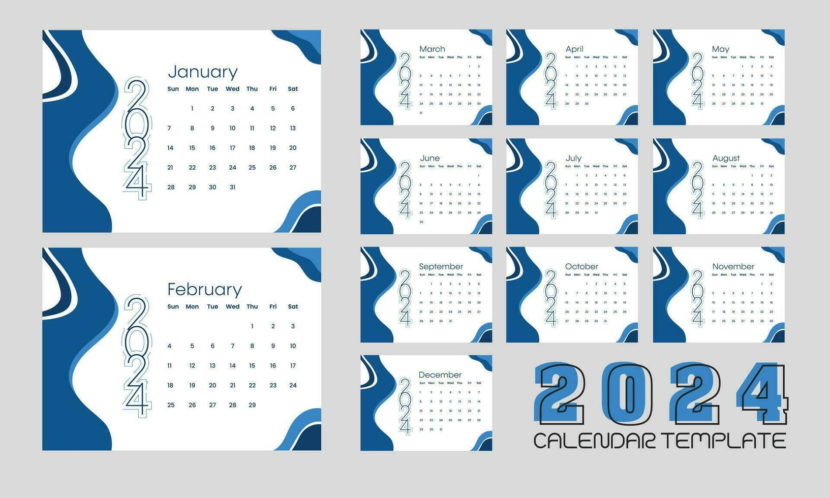 2024 calendario design con sfondo vettore