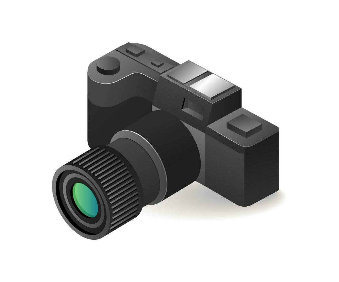 telecamera con mirrorless lente isometrico illustrazione concetto vettore