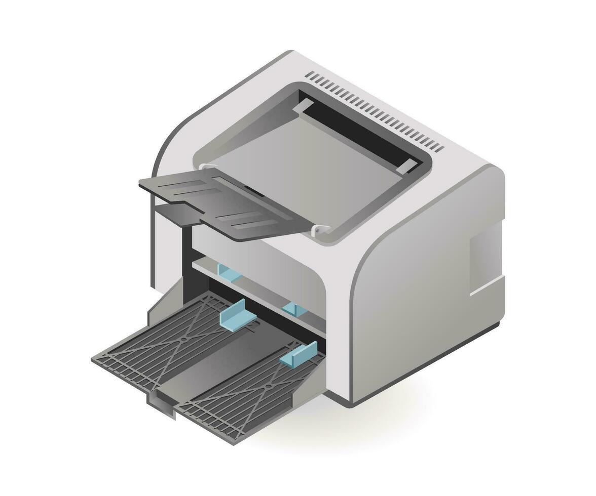 tecnologia laser Stampa attrezzo isometrico illustrazione concetto vettore