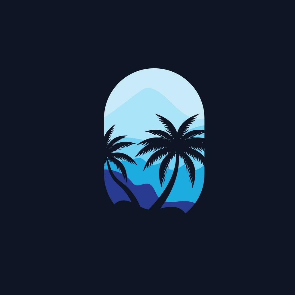 Noce di cocco albero logo disegno, spiaggia pianta vettore, palma albero estate, illustrazione modello vettore