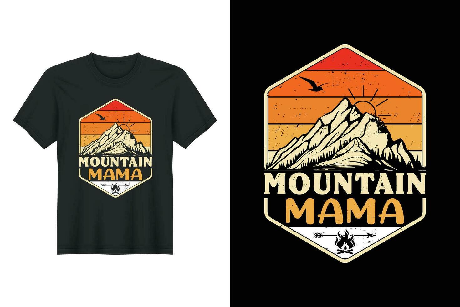 montagna mamma, escursioni a piedi maglietta design vettore