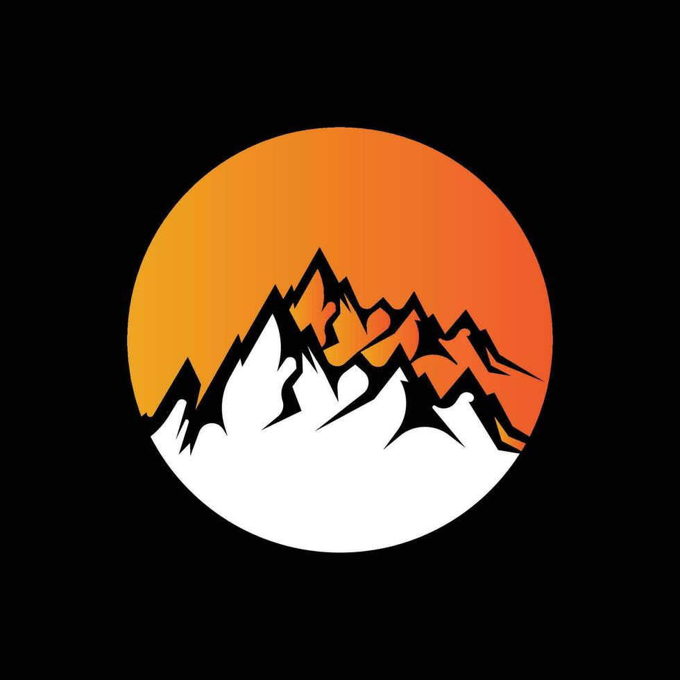montagna logo, natura paesaggio Visualizza disegno, scalatori e avventura, modello illustrazione vettore