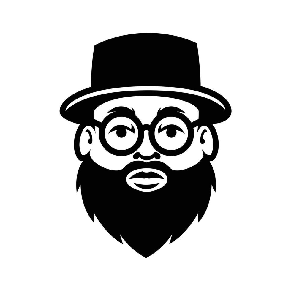 Grasso Calvo barba uomo portafortuna logo illustrazione vettore