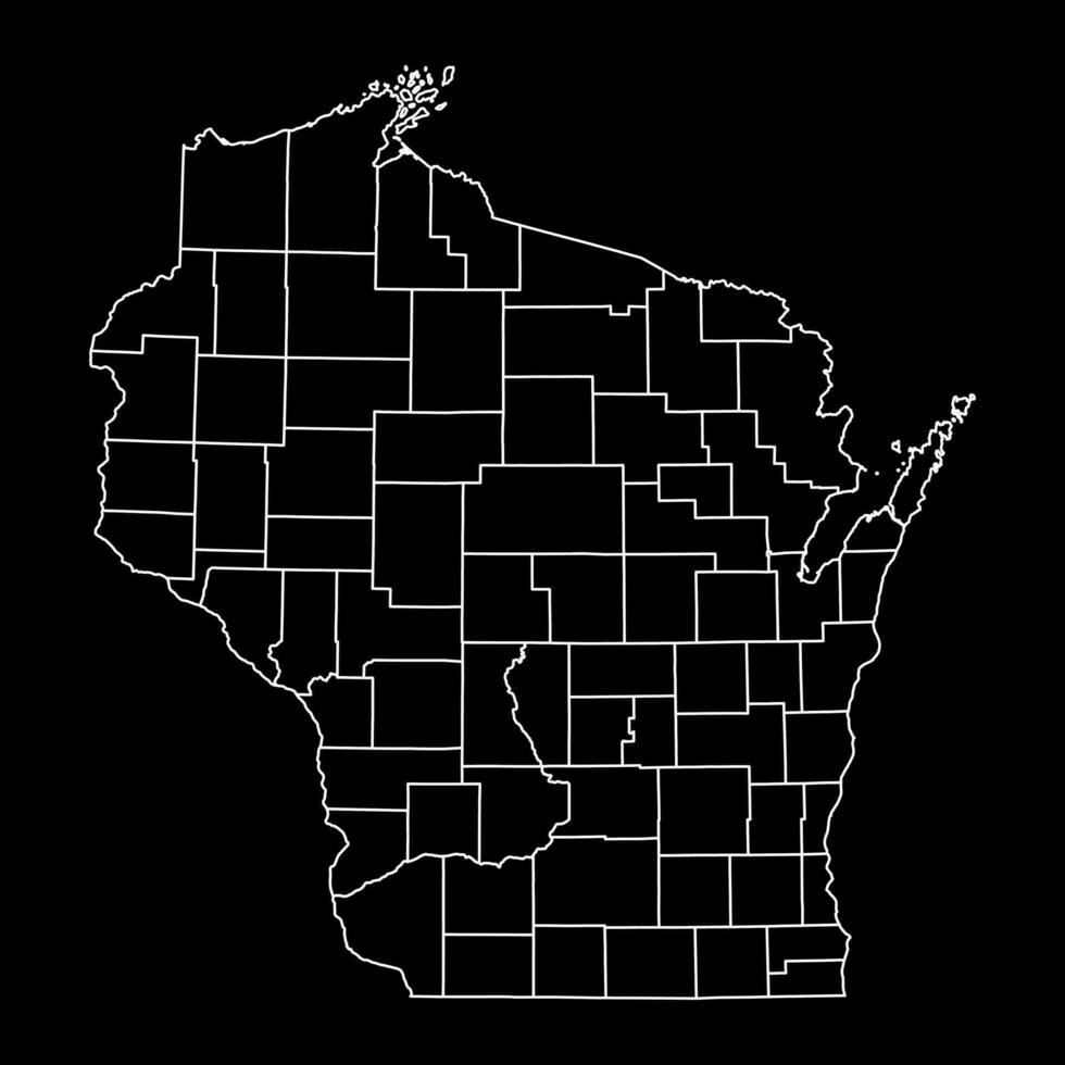 Wisconsin stato carta geografica con contee. vettore illustrazione.