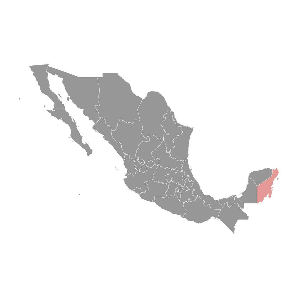quintana roo stato carta geografica, amministrativo divisione di il nazione di Messico. vettore illustrazione.