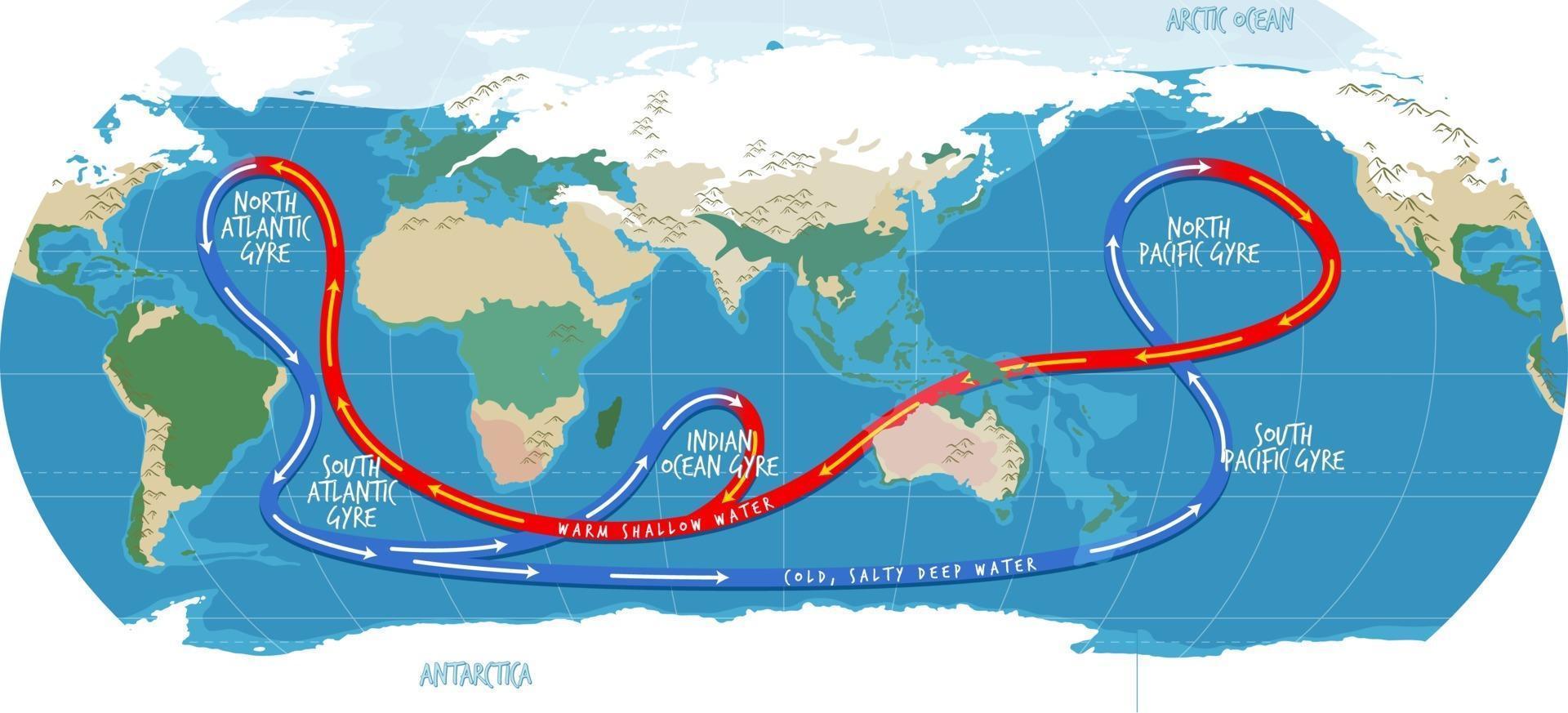 la mappa del mondo attuale dell'oceano con i nomi vettore