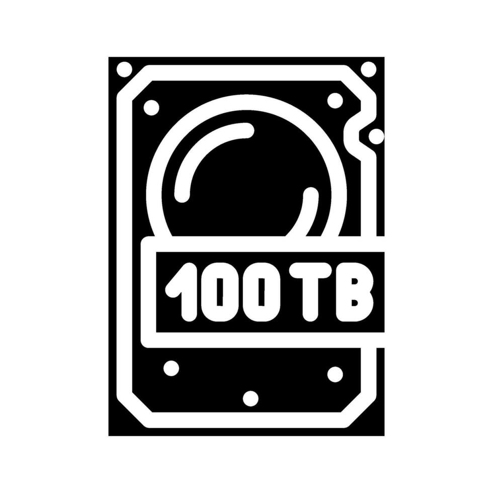 100 terabyte difficile guidare futuro tecnologia glifo icona vettore illustrazione
