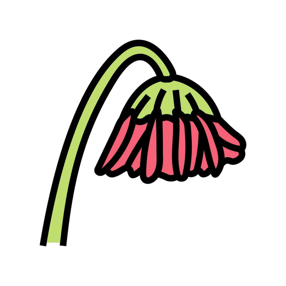 cascante fiori triste umore colore icona vettore illustrazione