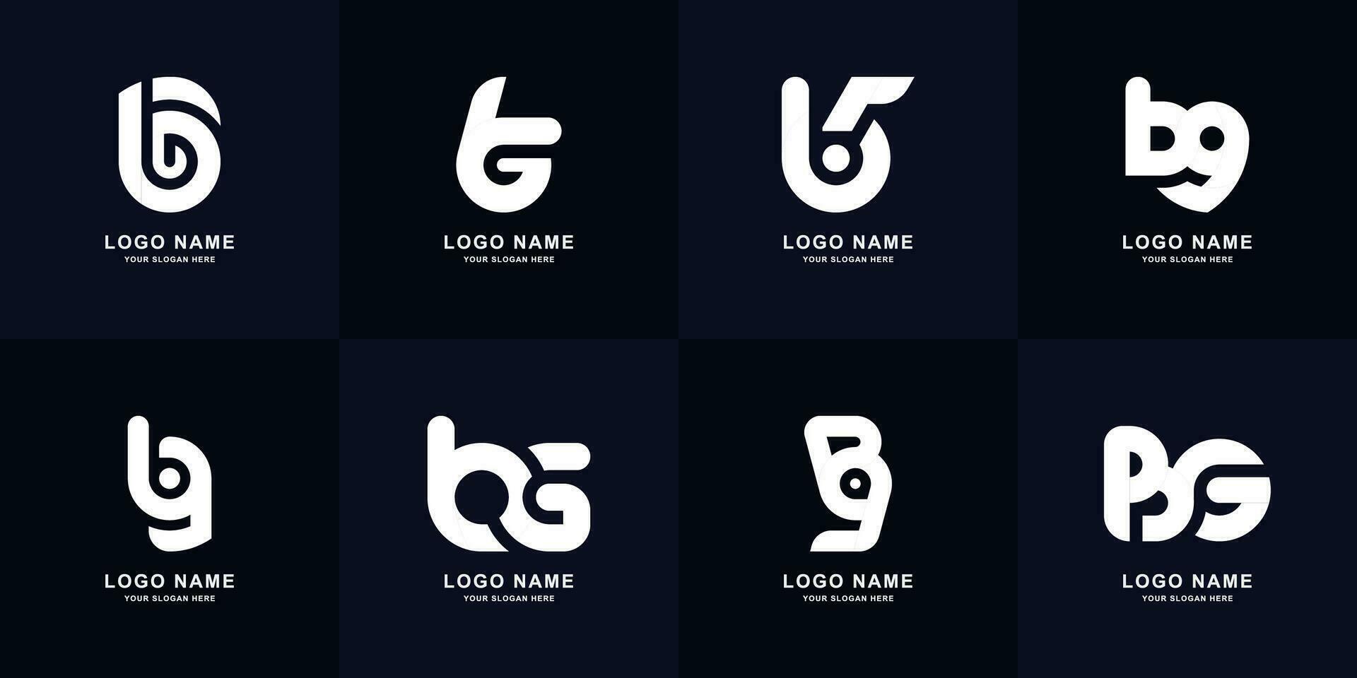 collezione lettera bg o gb monogramma logo design vettore