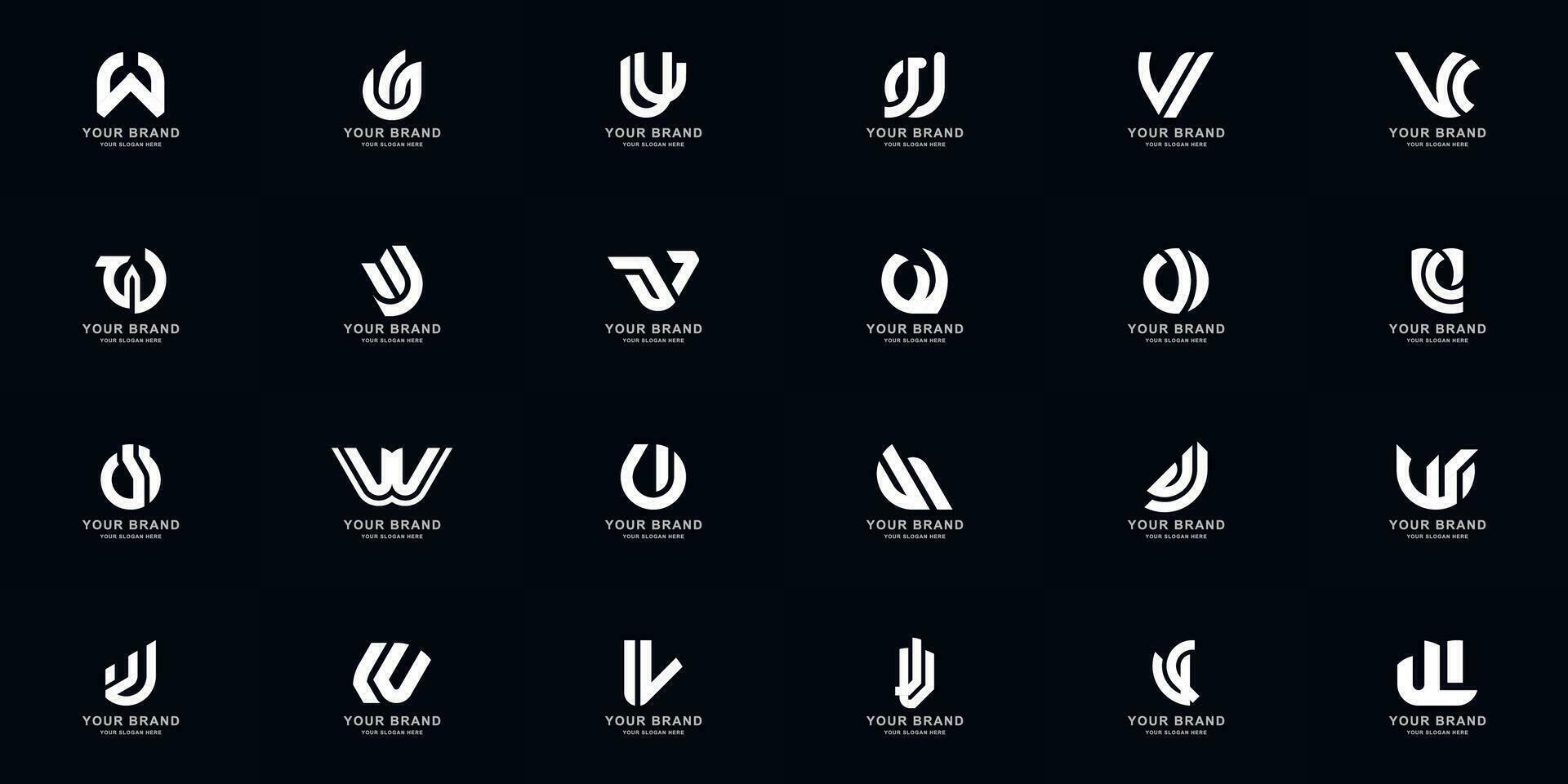 collezione pieno impostato astratto lettera w monogramma logo design vettore