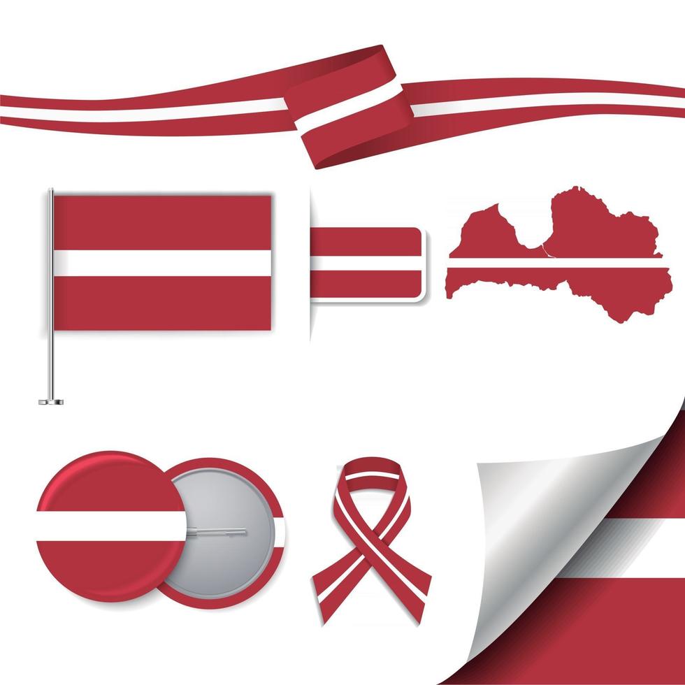 bandiera lettonia con elementi vettore