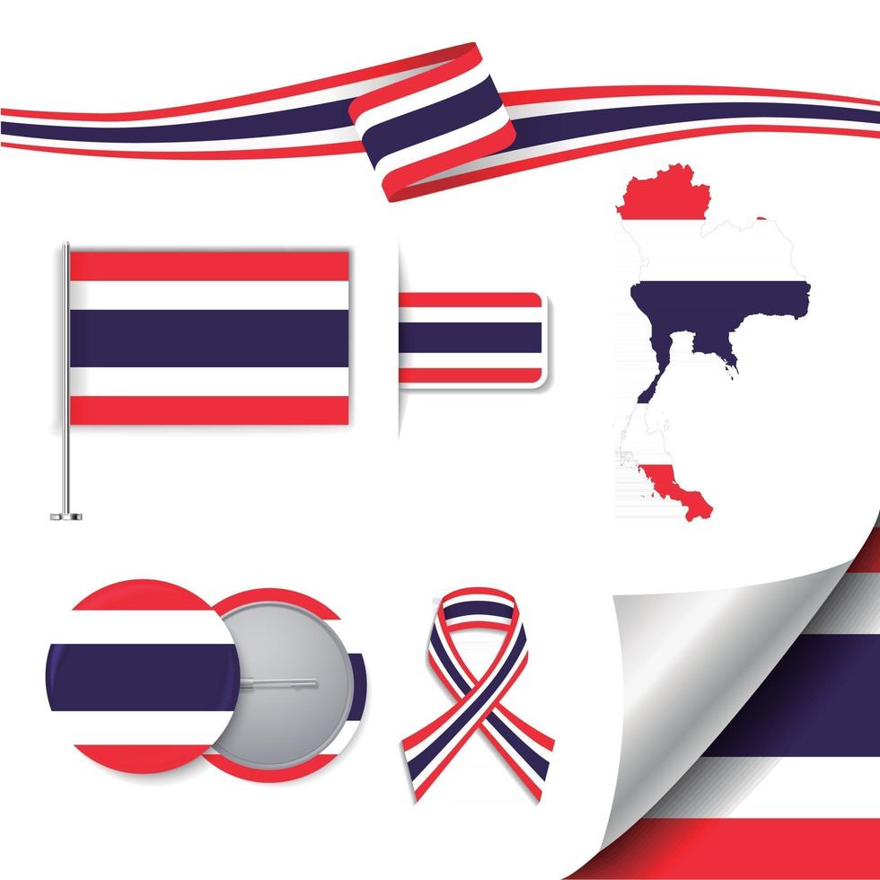 bandiera thailandia con elementi vettore