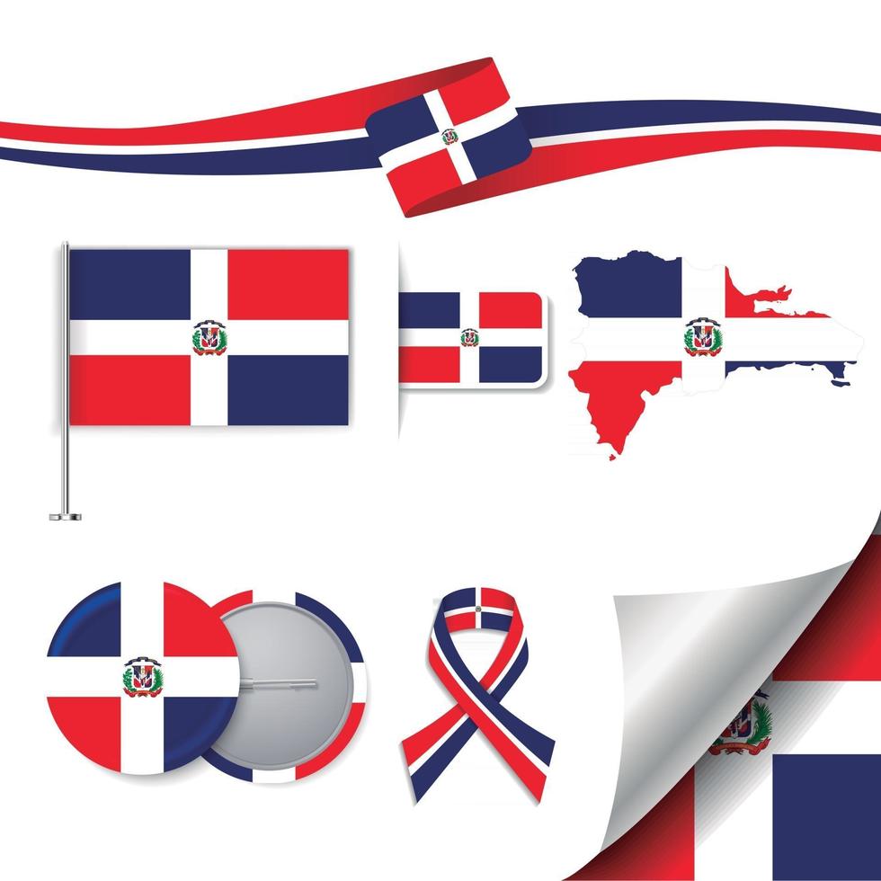 bandiera della repubblica dominicana con elementi vettore