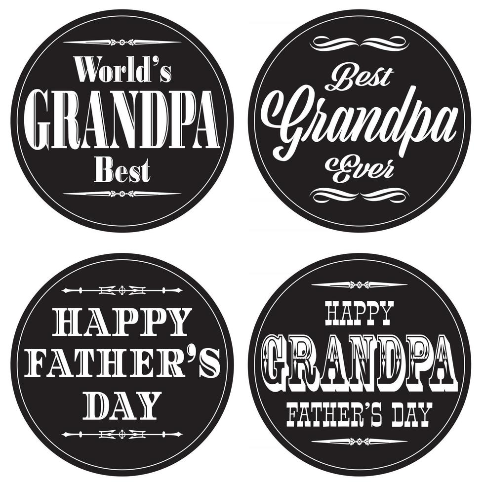 grafica per la festa del papà del nonno su cerchi neri vettore