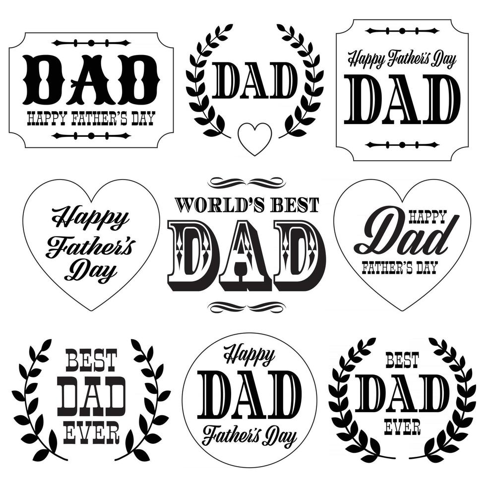 grafica per la festa del papà con stemmi e cartelli vettore
