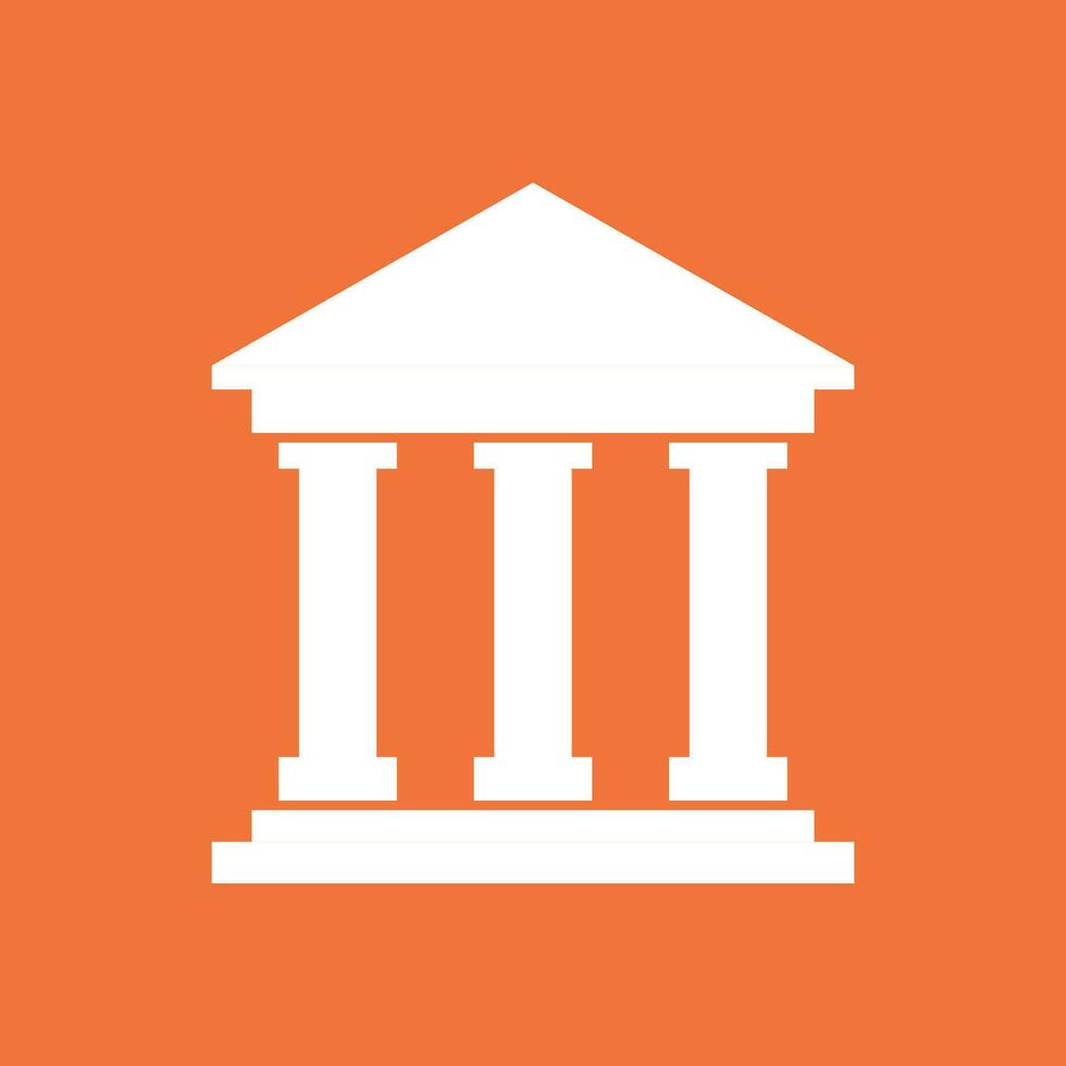 banca edificio icona nel piatto stile. Museo vettore illustrazione su arancia sfondo.