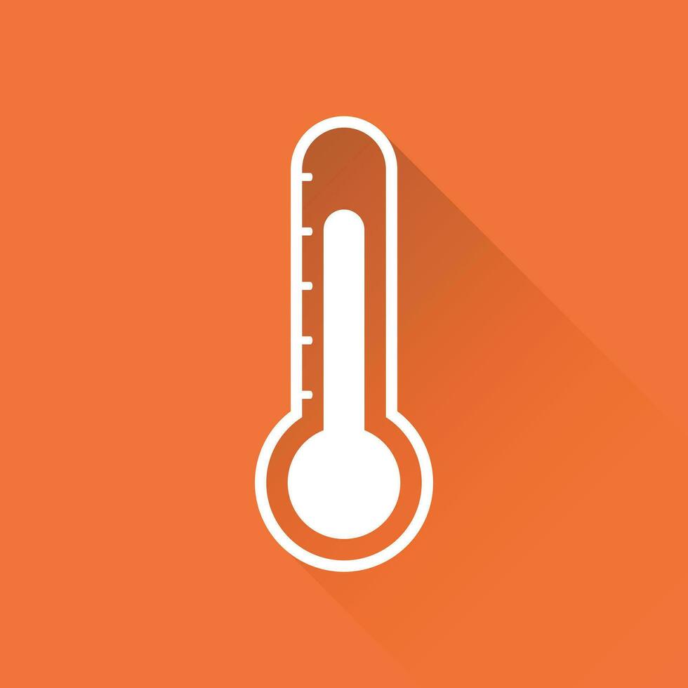 termometro icona. obbiettivo piatto vettore illustrazione isolato su arancia sfondo con lungo ombra.