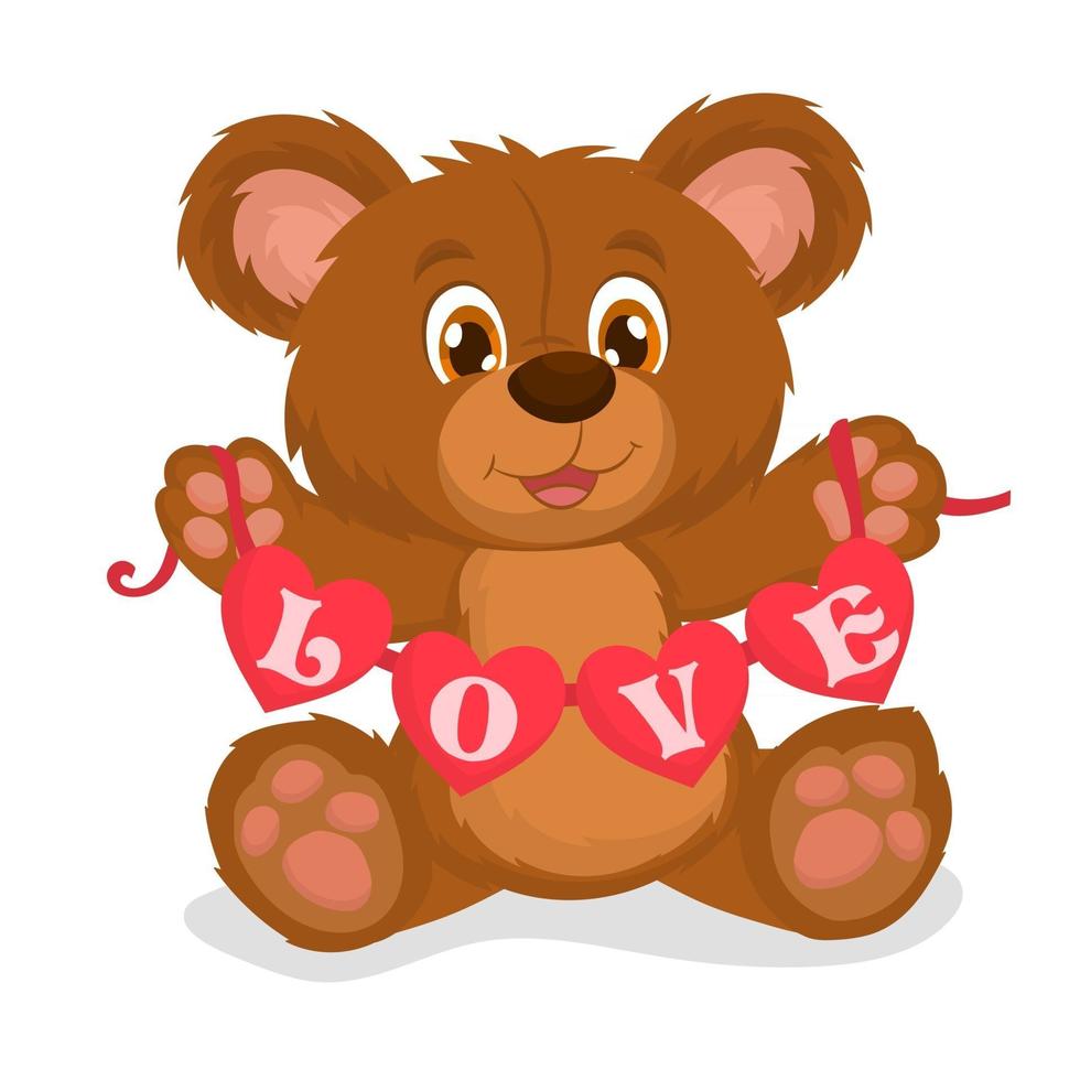 simpatico orsacchiotto innamorato cartolina di San Valentino o festa della mamma vettore