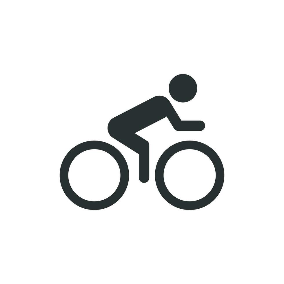 persone su bicicletta cartello icona nel piatto stile. bicicletta vettore illustrazione su bianca isolato sfondo. uomini Ciclismo attività commerciale concetto.