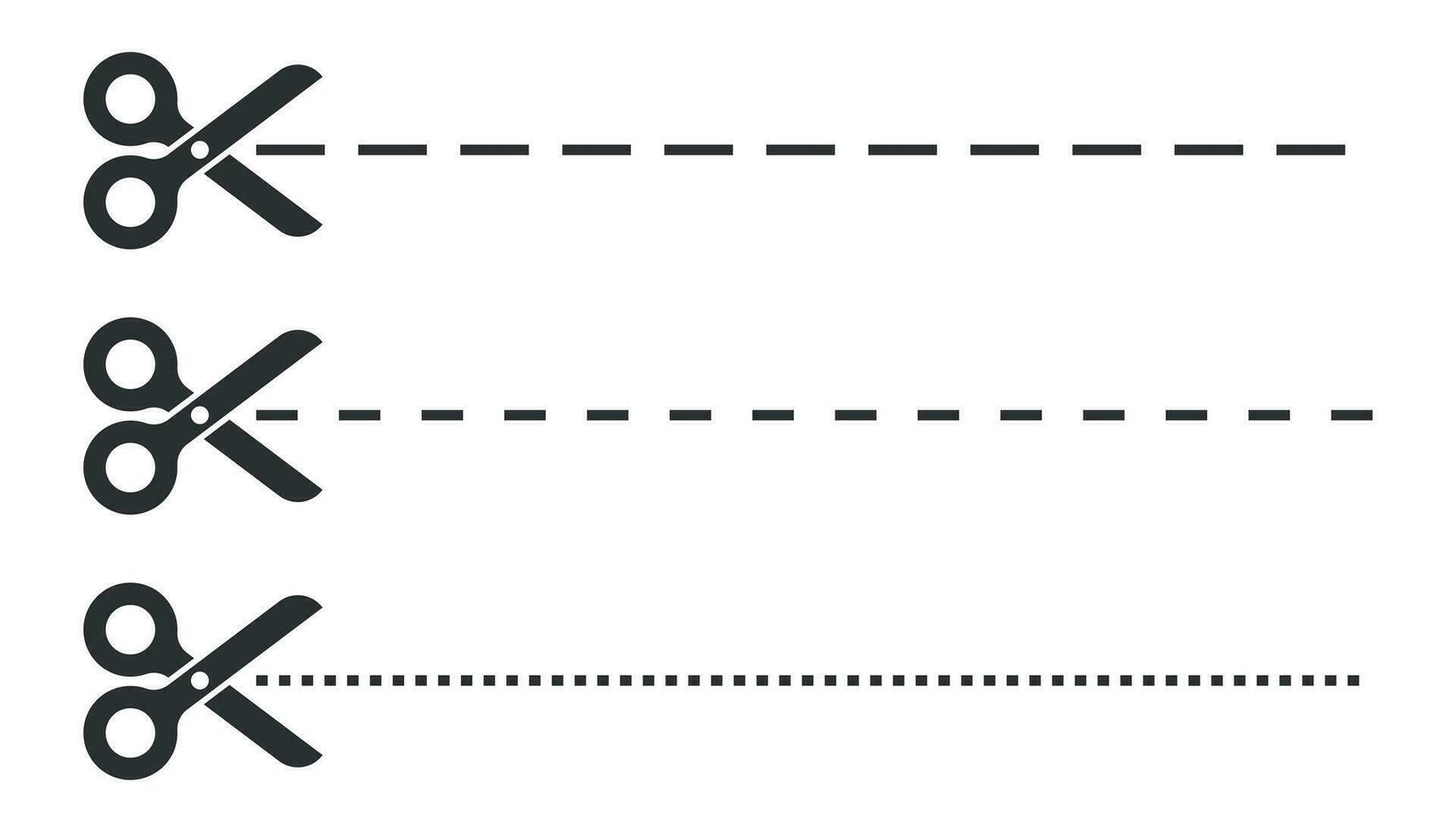 tagliare Linee icona nel piatto stile. forbici tagliare vettore illustrazione su bianca isolato sfondo.