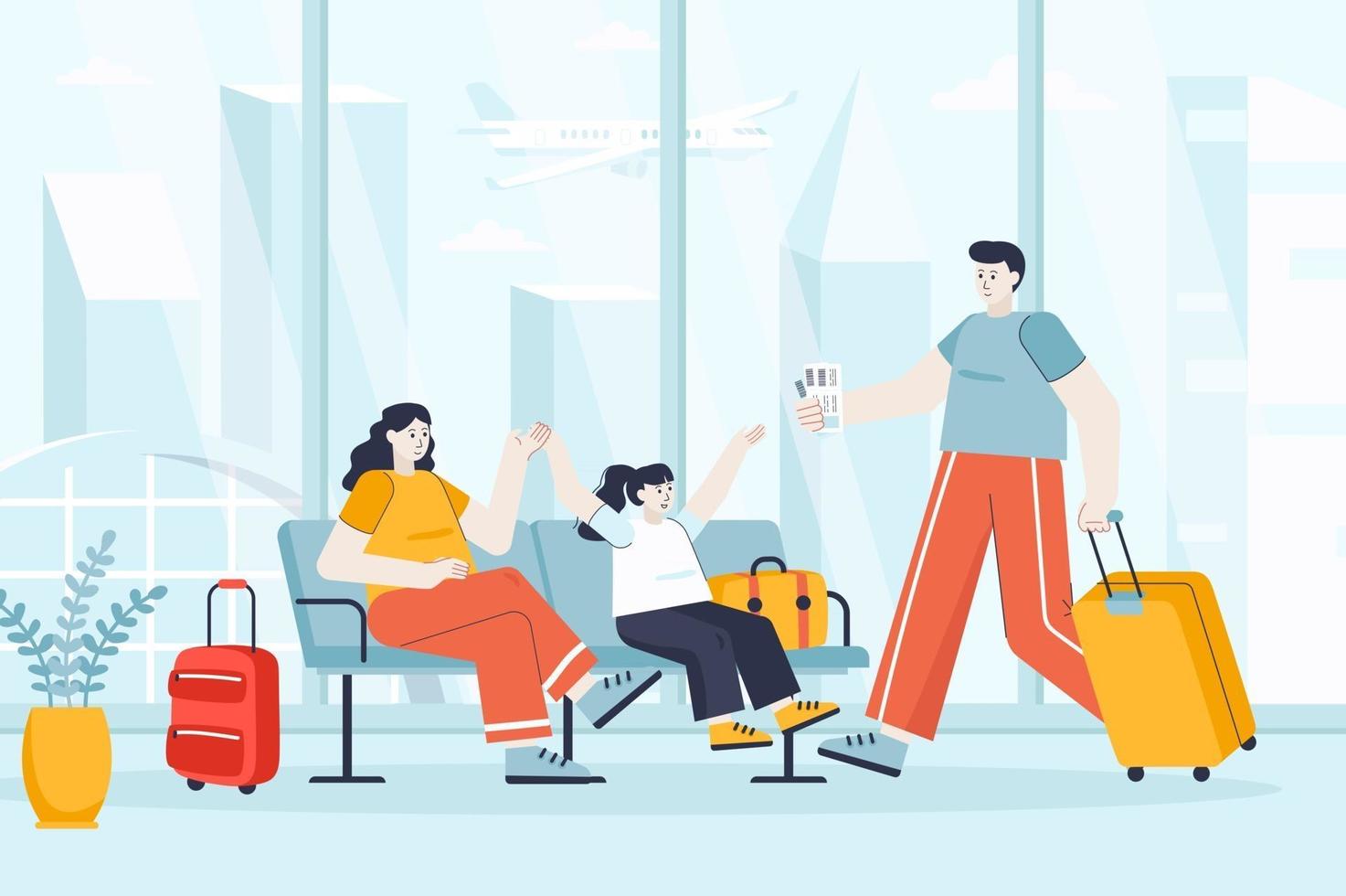 concetto di vacanza di viaggio in illustrazione vettoriale di design piatto