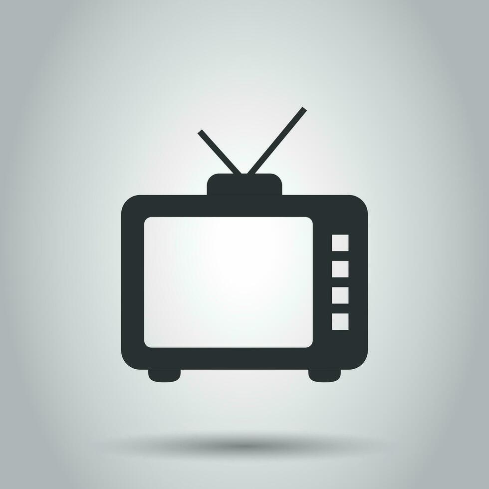 retrò tv schermo vettore icona nel piatto stile. vecchio televisione illustrazione su bianca sfondo. tv Schermo attività commerciale concetto.