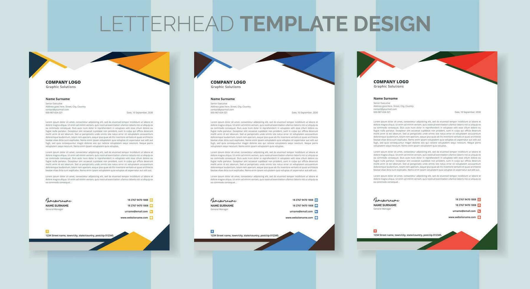 aziendale moderno attività commerciale carta intestata design modello. creativo moderno carta intestata design modello per il tuo progetto. lettera testa, carta intestata, attività commerciale carta intestata design vettore