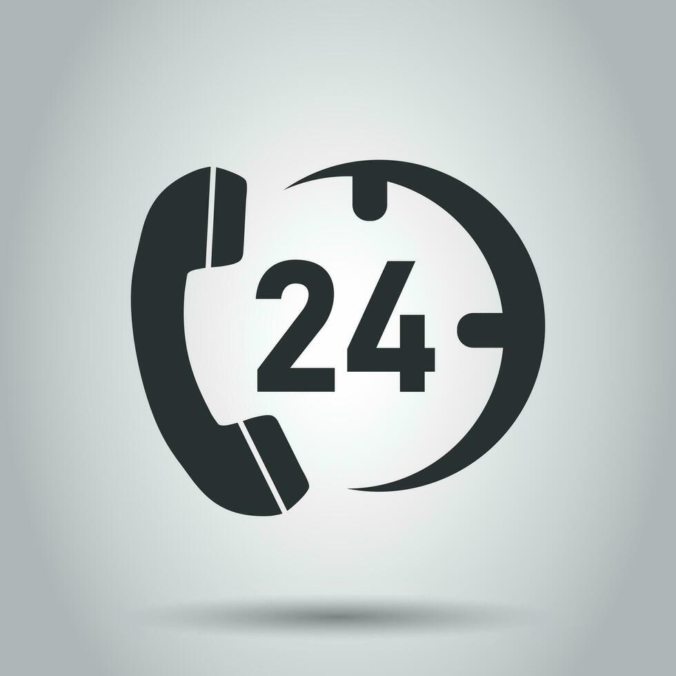 tecnico supporto 24 7 vettore icona nel piatto stile. Telefono orologio Aiuto illustrazione su bianca sfondo. computer servizio supporto concetto.