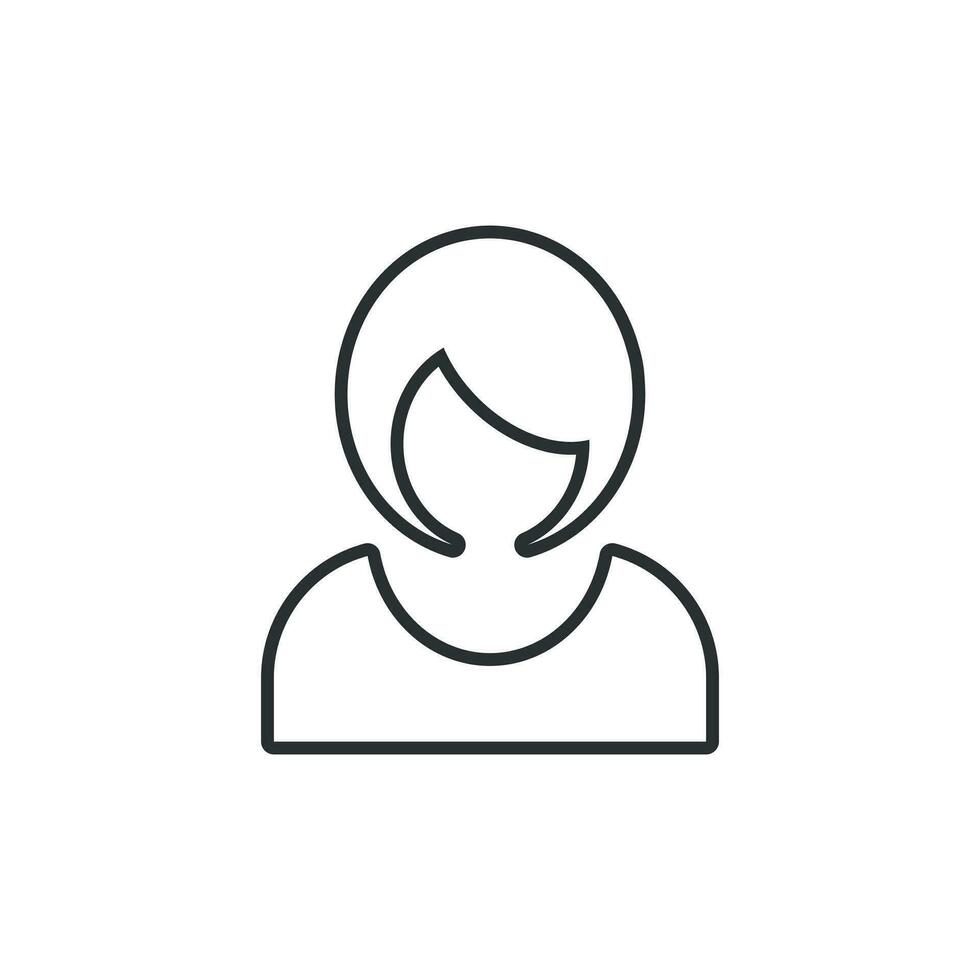 donna cartello icona nel piatto stile. femmina avatar vettore illustrazione su bianca isolato sfondo. ragazza viso attività commerciale concetto.