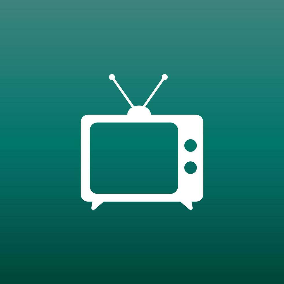 tv icona vettore illustrazione nel piatto stile su verde sfondo. televisione simbolo per ragnatela luogo disegno, logo, app, ui.