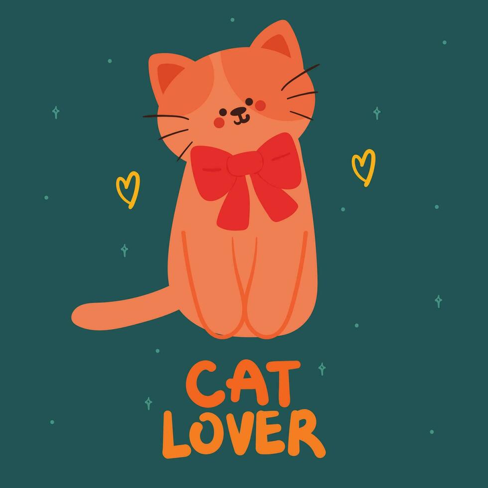 carino cartone animato gatto amante sfondo. carino animale sfondo per carta, manifesto vettore