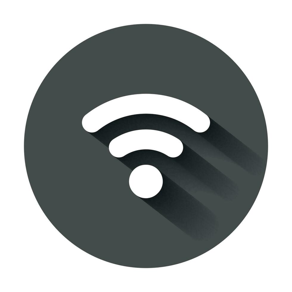 Wi-Fi Internet cartello icona nel piatto stile. Wi-Fi senza fili tecnologia vettore illustrazione con lungo ombra. Rete Wi-Fi attività commerciale concetto.