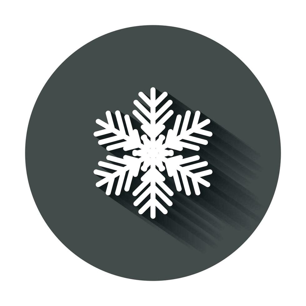 fiocco di neve icona nel piatto stile. neve fiocco inverno vettore illustrazione con lungo ombra. Natale nevicata ornamento attività commerciale concetto.