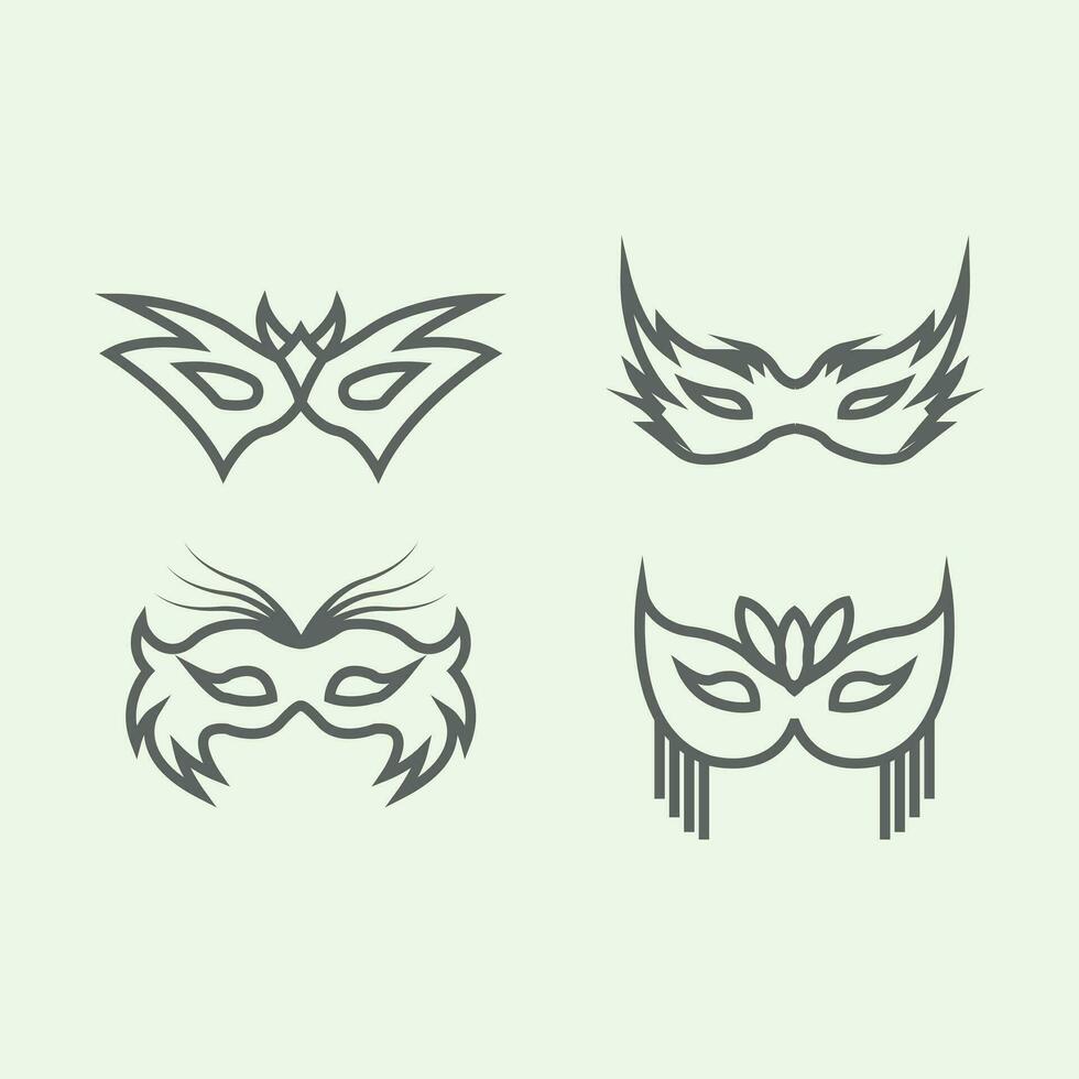 impostato carnevale maschera linea arte logo vettore illustrazione design minimalista nel il festa