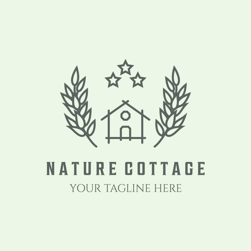 natura logo Villetta linea minimalista illustrazione arte Grano vettore