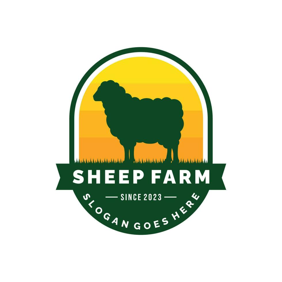 pecora azienda agricola logo design vettore. bestiame logo vettore