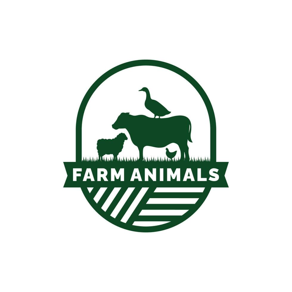 azienda agricola animali logo design vettore. bestiame logo vettore
