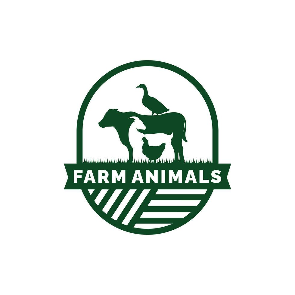 azienda agricola animali logo design vettore. bestiame logo vettore