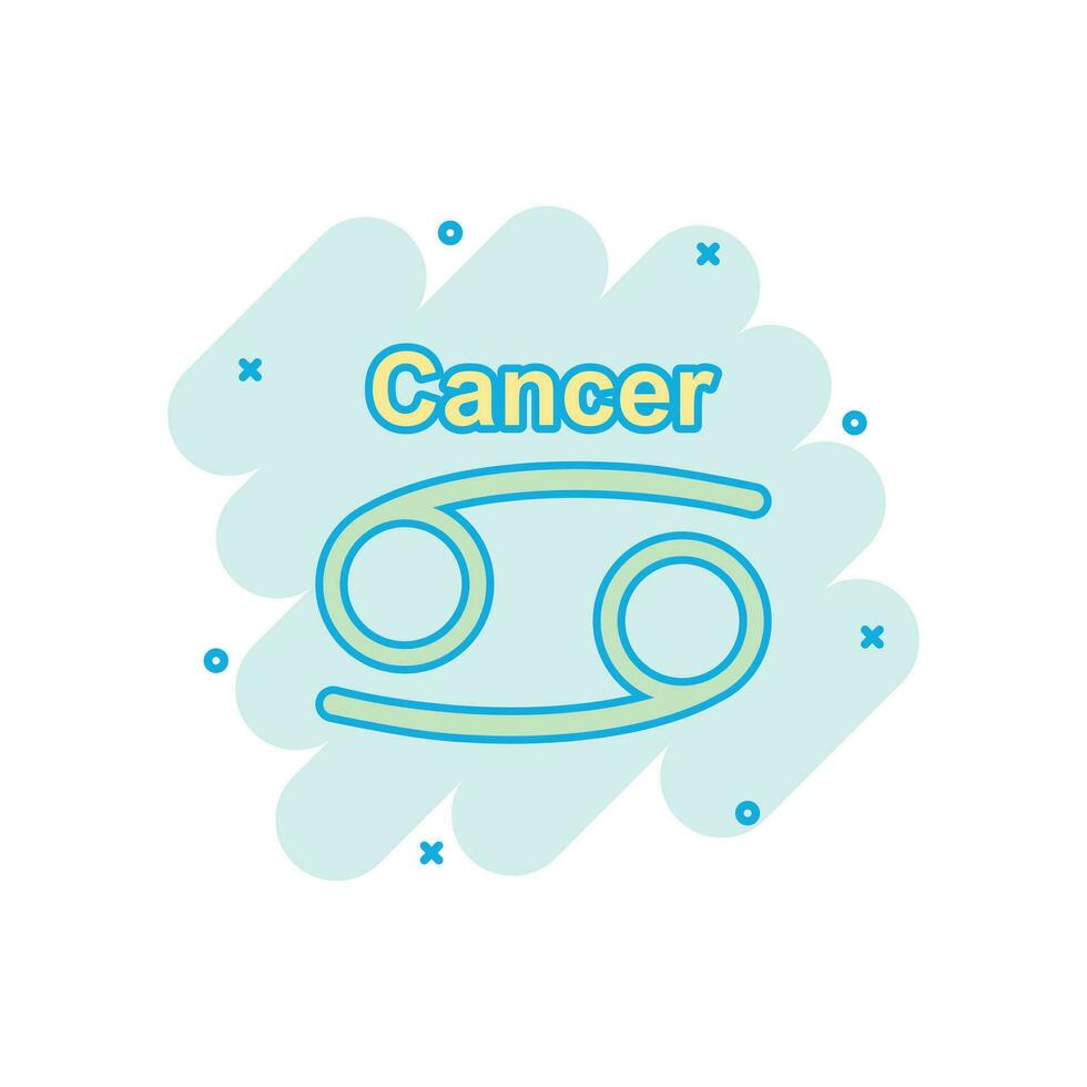 vettore cartone animato cancro zodiaco icona nel comico stile. astrologia cartello illustrazione pittogramma. cancro oroscopo attività commerciale spruzzo effetto concetto.