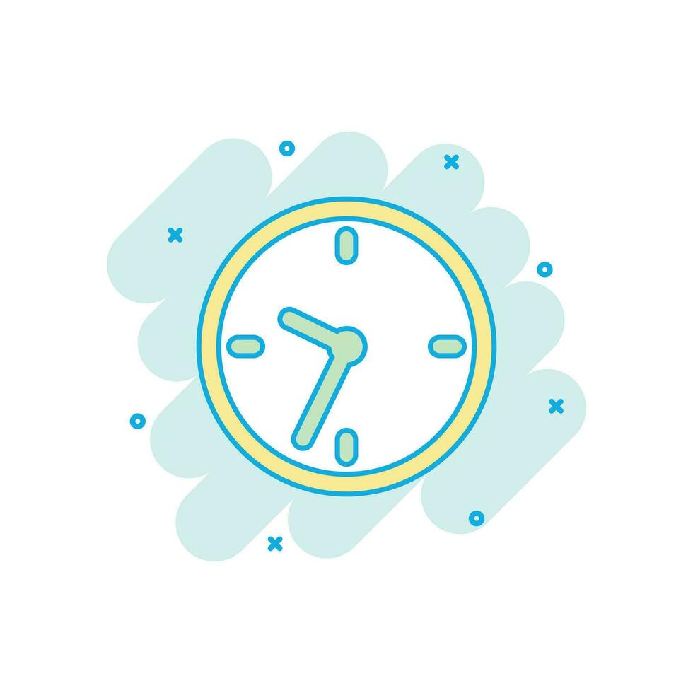 cartone animato colorato allarme orologio icona nel comico stile. Timer illustrazione pittogramma. cronometro cartello spruzzo attività commerciale concetto. vettore
