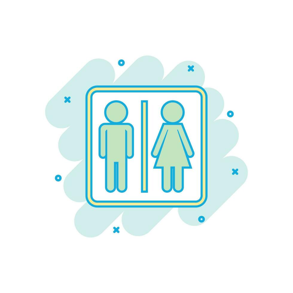 cartone animato colorato uomo e donna icona nel comico stile. toilette illustrazione pittogramma. bagno gabinetto cartello spruzzo attività commerciale concetto. vettore