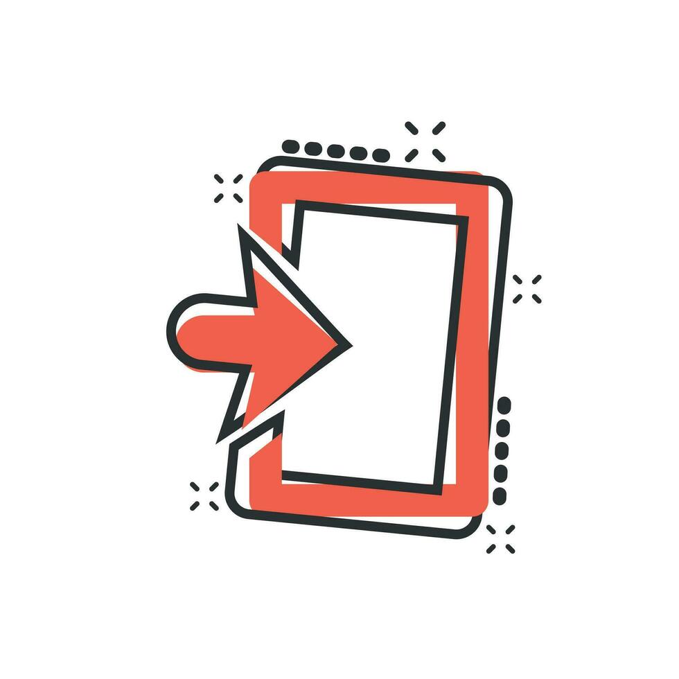 vettore cartone animato Ingresso porta icona nel comico stile. Uscita porte concetto illustrazione pittogramma. portone Ingresso attività commerciale spruzzo effetto concetto.