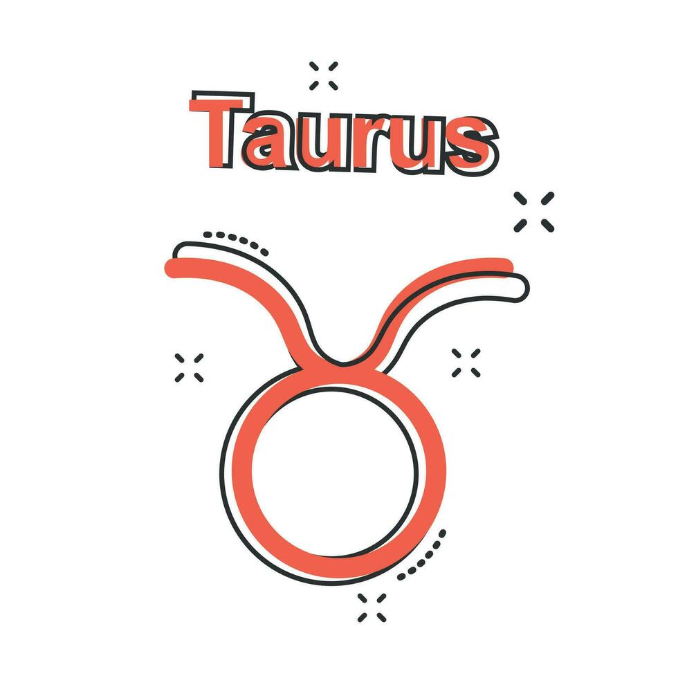 vettore cartone animato Toro zodiaco icona nel comico stile. astrologia cartello illustrazione pittogramma. Toro oroscopo attività commerciale spruzzo effetto concetto.